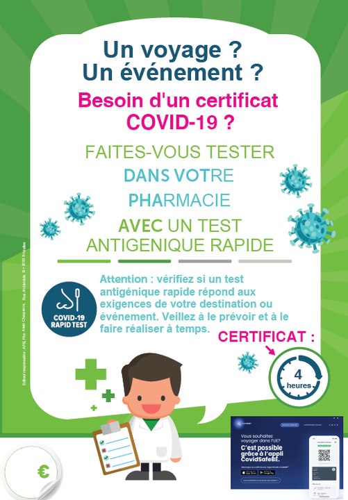 Test antigénique rapide disponibles Pharmacies Phargest